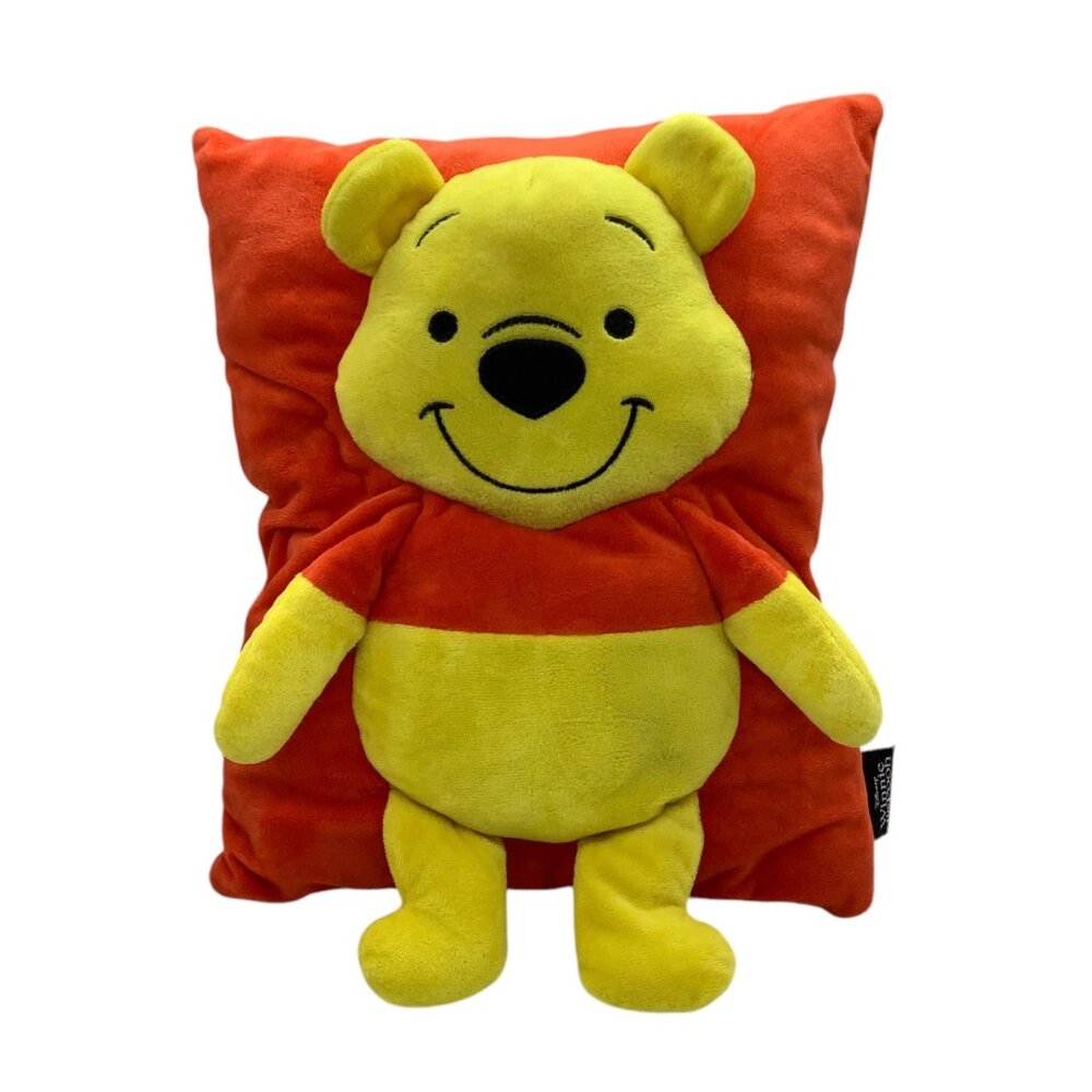 Disney Winnie The Pooh Plush Pillow 14" Orange & Yellow 3D Zip‎ Close
